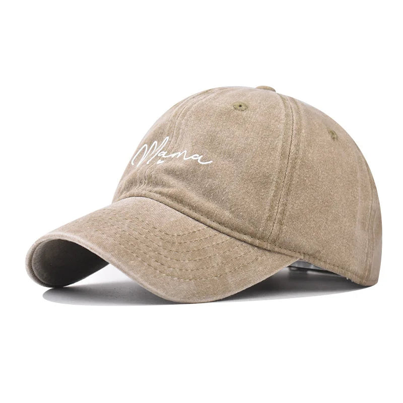 Spring Summer MAMA Embroidery Washed Cotton Baseball Cap