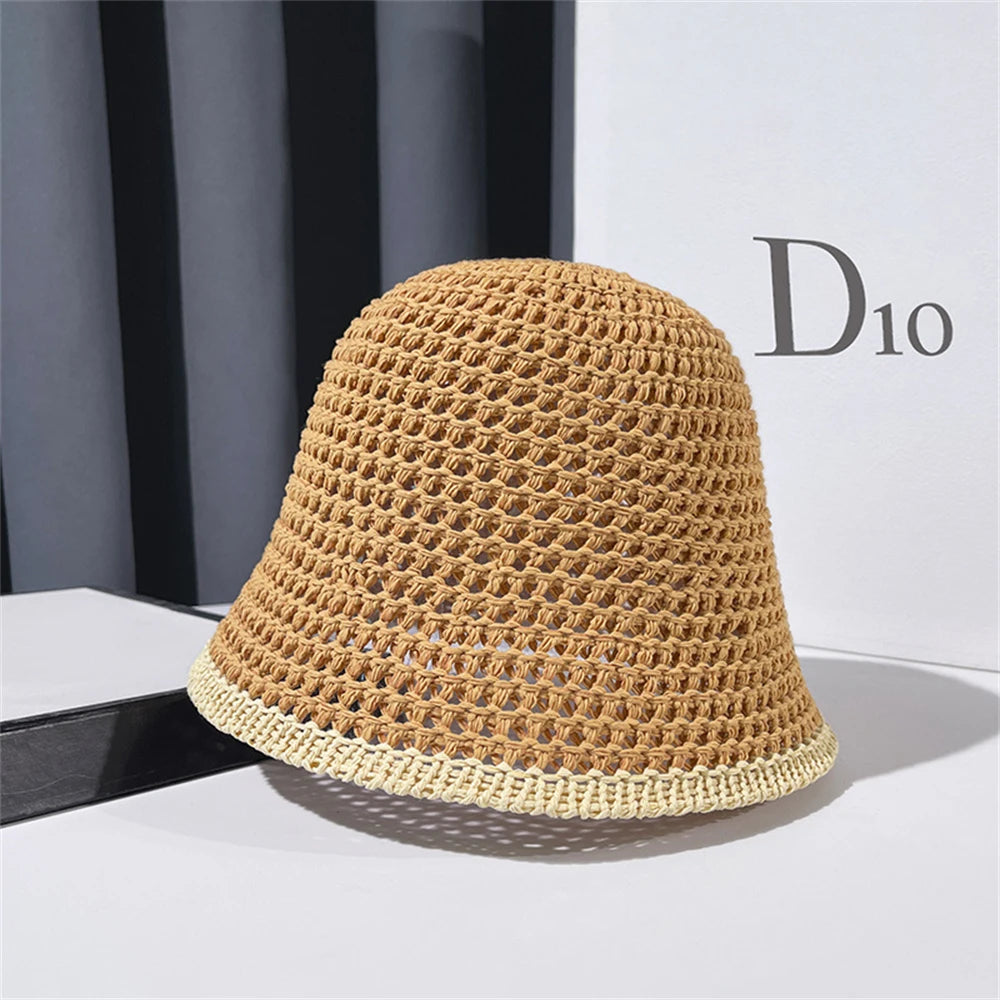 Japanese Style Simple Foldable Braid Women Bucket Hat