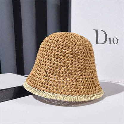 Japanese Style Simple Foldable Braid Women Bucket Hat