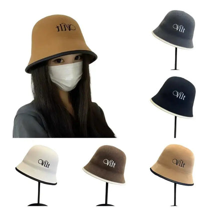 Korean Colorblock Knit Bucket Hat
