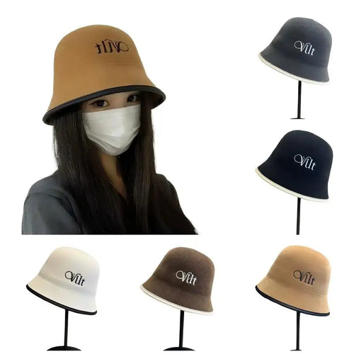 Korean Colorblock Knit Bucket Hat