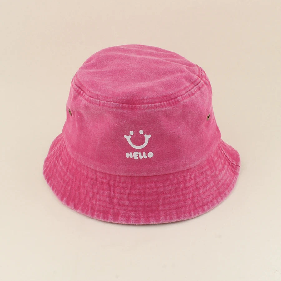 Kids Smiling Face Cotton Summer Bucket Hat