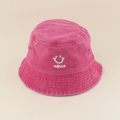 Kids Smiling Face Cotton Summer Bucket Hat