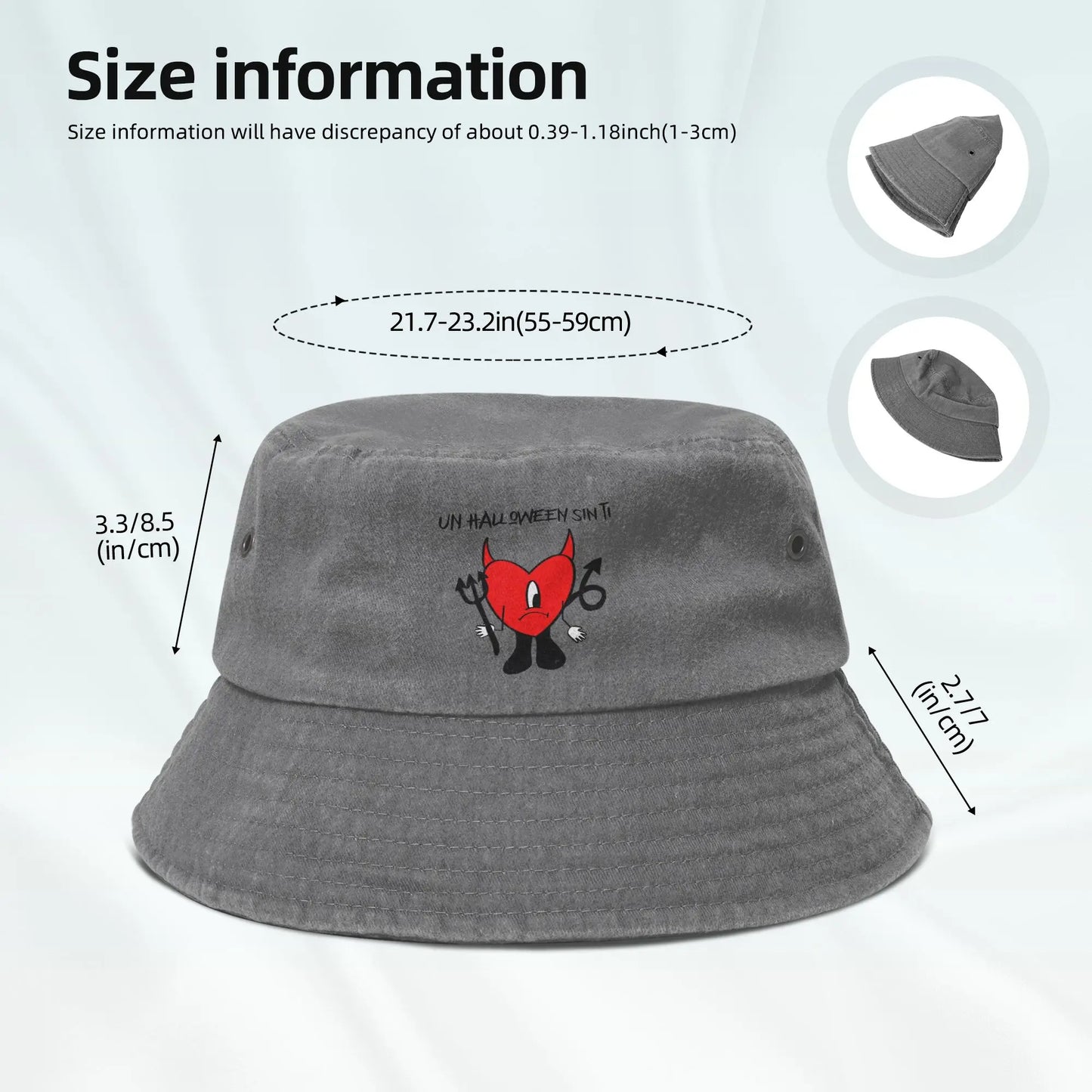 Bad Bunny Washed Denim Packable Bucket Hat