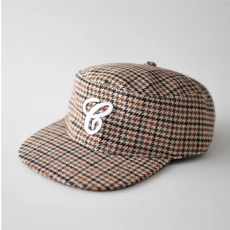 Retro Flat Top Embroidered Letter Hats