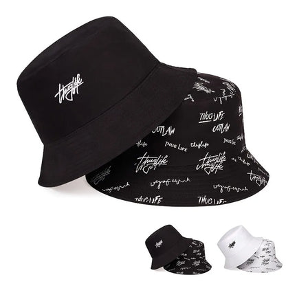 Unisex Letter Embroidery Printing Personality Bucket Hats