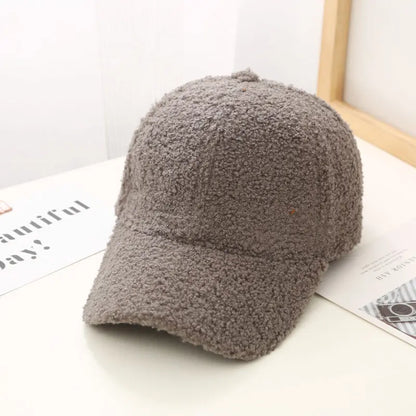 Women's Plush Lamb Wool Baseball Cap