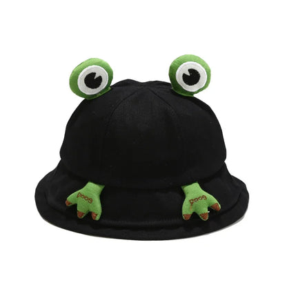 Kids Cartoon Frog Bucket Hat with Ears