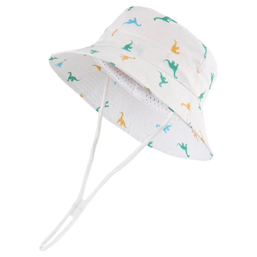 Kids Dinosaur Wide Brim Cotton Sun Bucket Hat