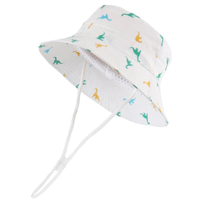 Kids Dinosaur Wide Brim Cotton Sun Bucket Hat