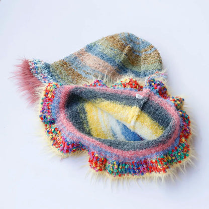 Red Crochet Fruit Knit Bucket Hat