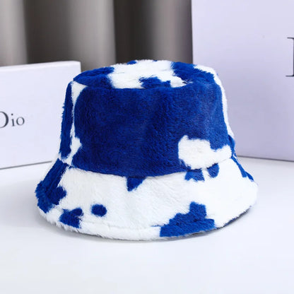 Cow Pattern Plush Bucket Hat