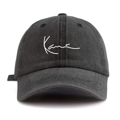 K Print Minimalist Retro Washed Baseball Cap