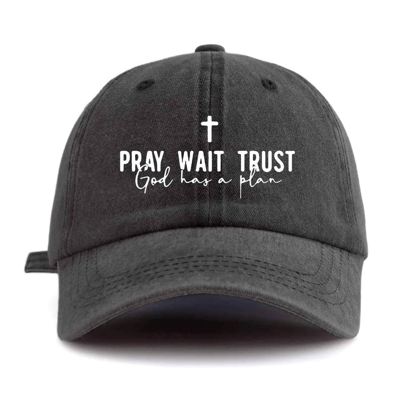 Pray Wait Trust Washed Retro Baseball Cap