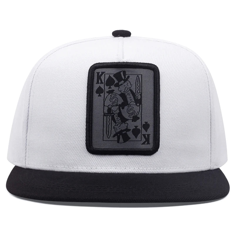 Unisex Poker K Embroidered Flat Brim Baseball Cap