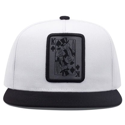 Unisex Poker K Embroidered Flat Brim Baseball Cap