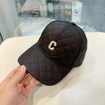 Quilted Letter Embroidered Baseball Cap