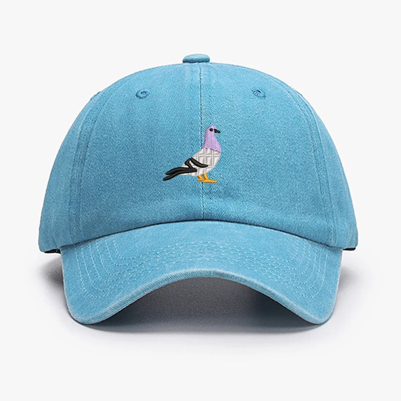 Embroidered Pigeon Vintage Washed Spring Baseball Cap