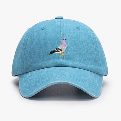 Embroidered Pigeon Vintage Washed Spring Baseball Cap