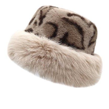 Leopard Print Plush Bucket Hat