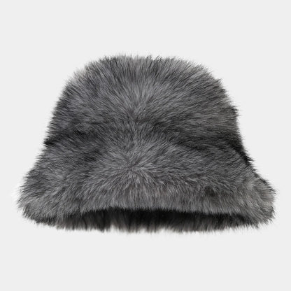 Two Tone Fluffy Long Hair Bucket Hat