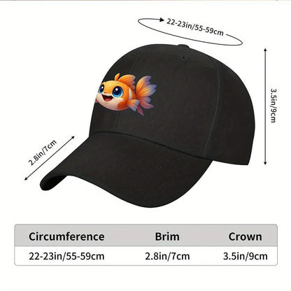 Cute Goldfish Cartoon Eye Print Adjustable Baseball Cap