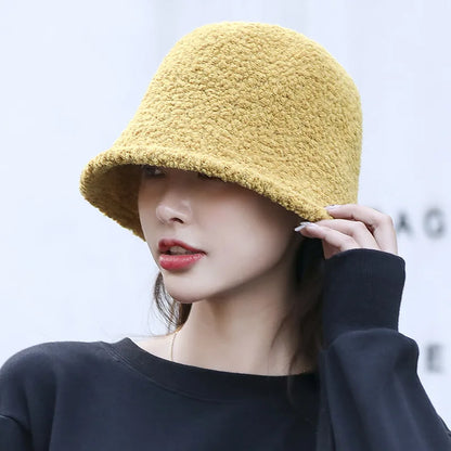 Winter Wool Knitted Bucket Hat with Ear Protection