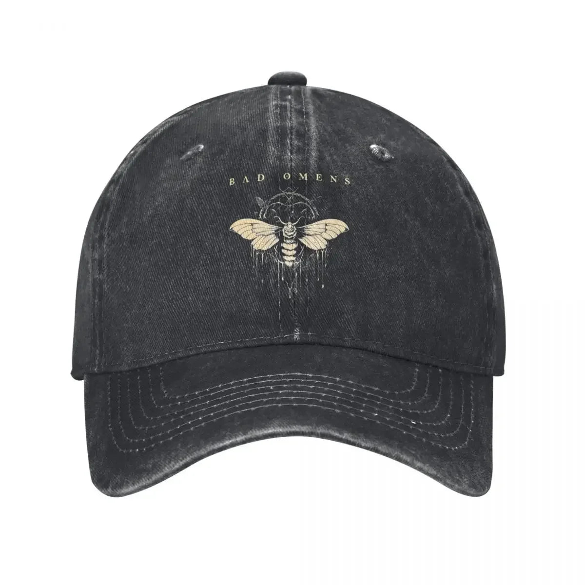 Bad Omens Moth Metal Rock Distressed Denim Baseball Cap