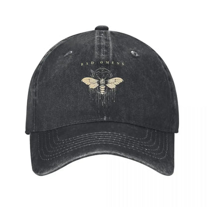 Bad Omens Moth Metal Rock Distressed Denim Baseball Cap