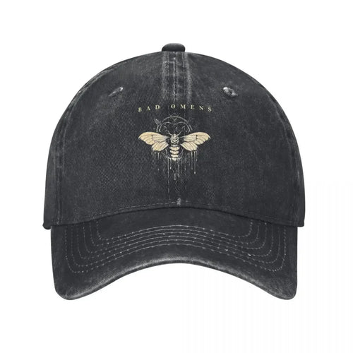 Bad Omens Moth Metal Rock Distressed Denim Baseball Cap