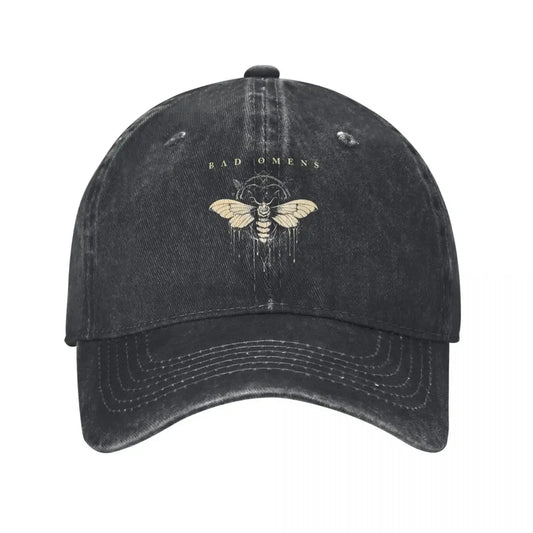 Bad Omens Moth Metal Rock Distressed Denim Baseball Cap