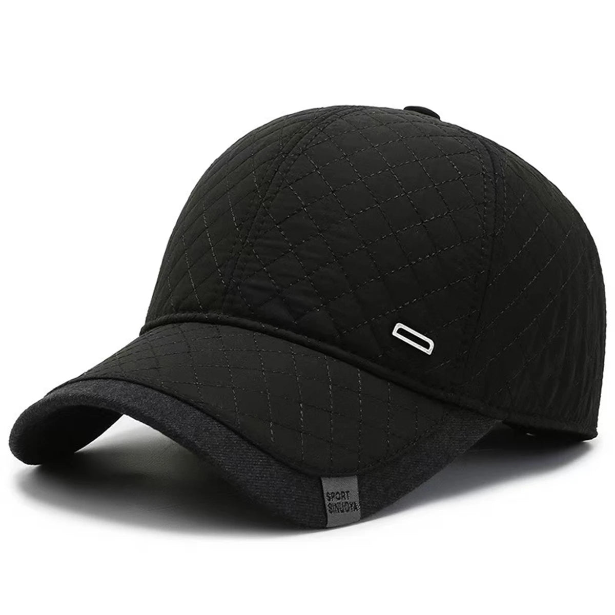 Unisex Square Label Grid Ear Baseball Cap