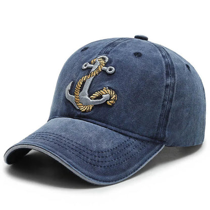 Anchor Embroidery Cool Washed Baseball Cap