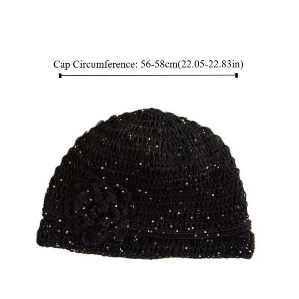 Y2k Flower Handwoven Hollow Sequin Crochet Bucket Hat