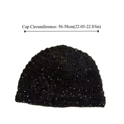 Y2k Flower Handwoven Hollow Sequin Crochet Bucket Hat