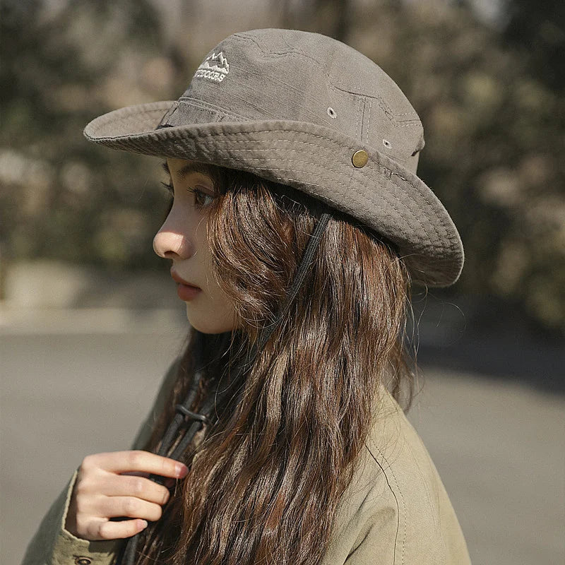 Wide Brim Letter Print Fisherman Bucket Hat