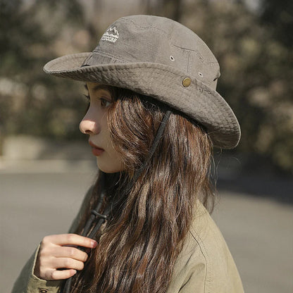 Wide Brim Letter Print Fisherman Bucket Hat
