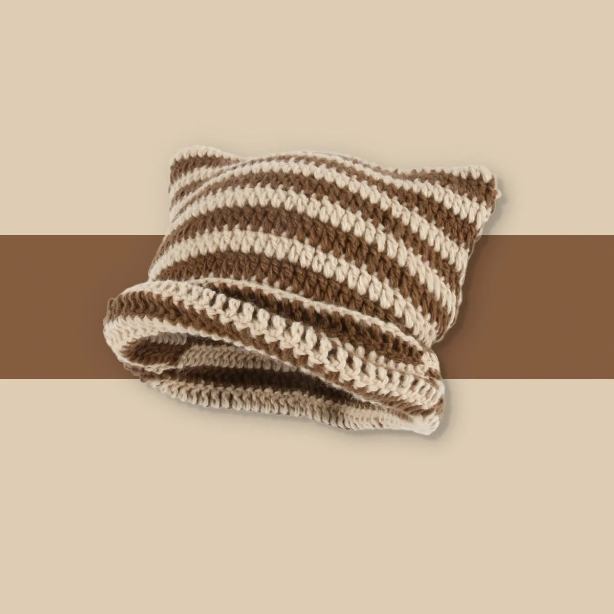 Striped Knit Cat Ears Bucket Hat