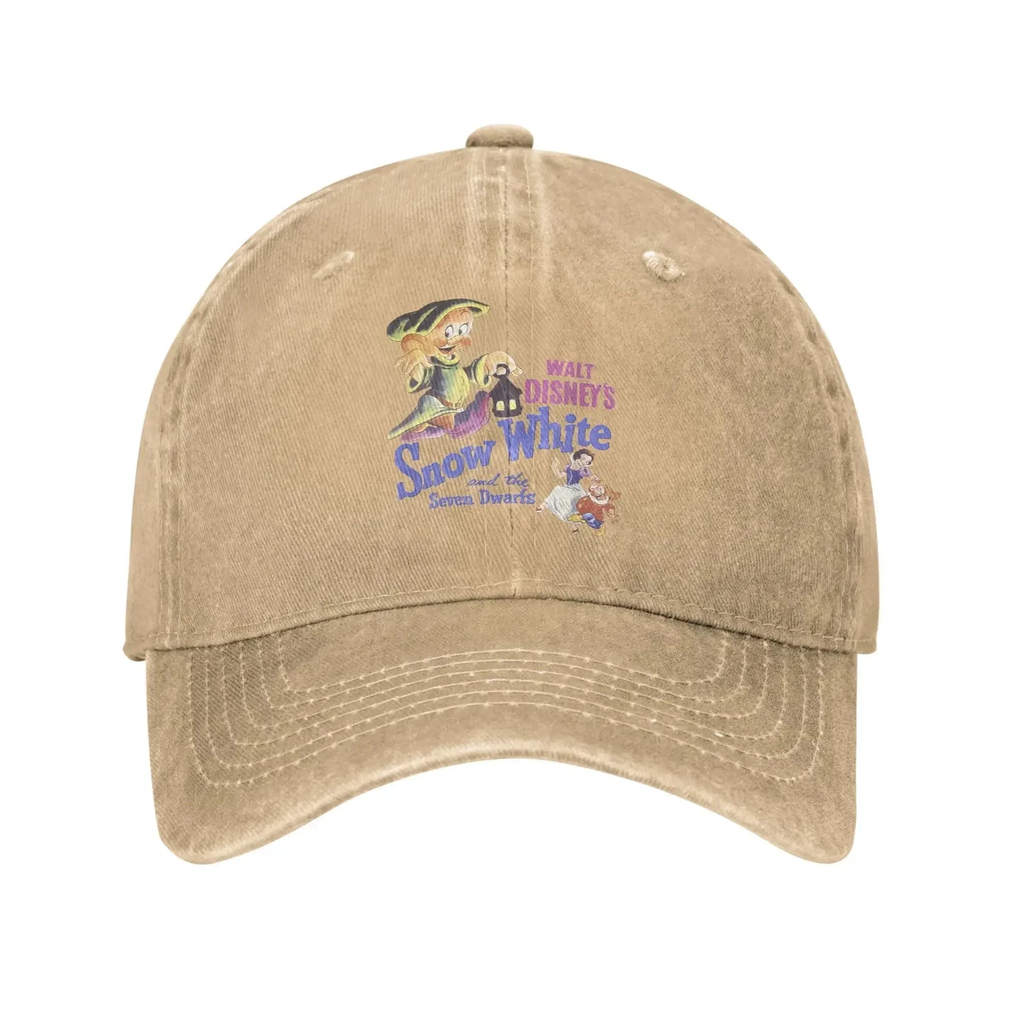 Snow White Dopey Movie Poster Distressed Denim Baseball Cap