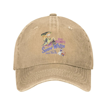Snow White Dopey Movie Poster Distressed Denim Baseball Cap