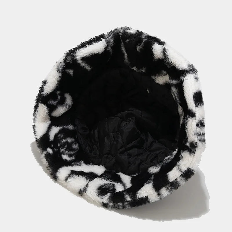 Panda Faux Fur Bucket Hat