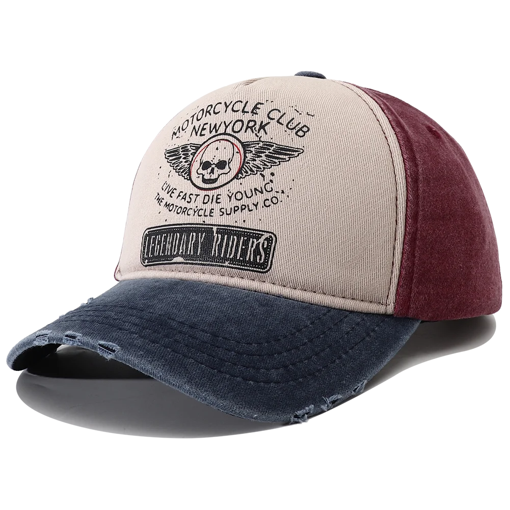Punk Skull Motorcycle New York 5-Panel Baseball Cap