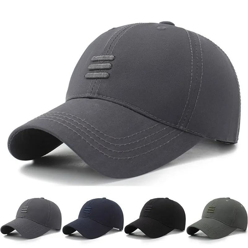 Three Lines Embroidery Adjustable Baseball Cap