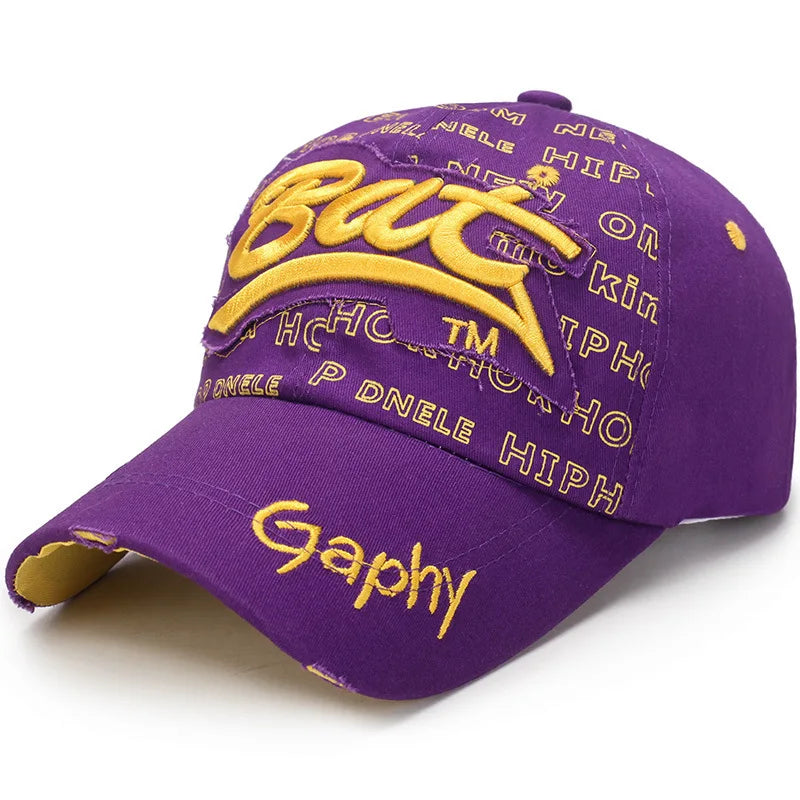 Broken Hole Bat Embroidered Hip Hop Baseball Cap