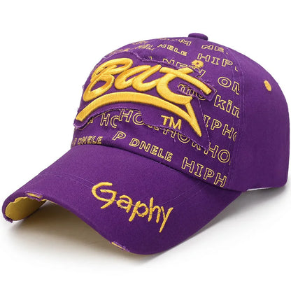 Broken Hole Bat Embroidered Hip Hop Baseball Cap