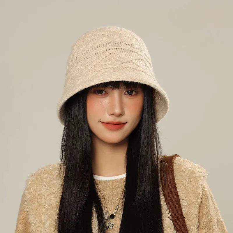 Women's Knitted Solid Color Autumn Winter Bucket Hat