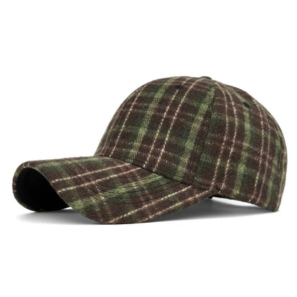 Classic Plaid Hard Brim Face Slimming Duckbill Baseball Hat