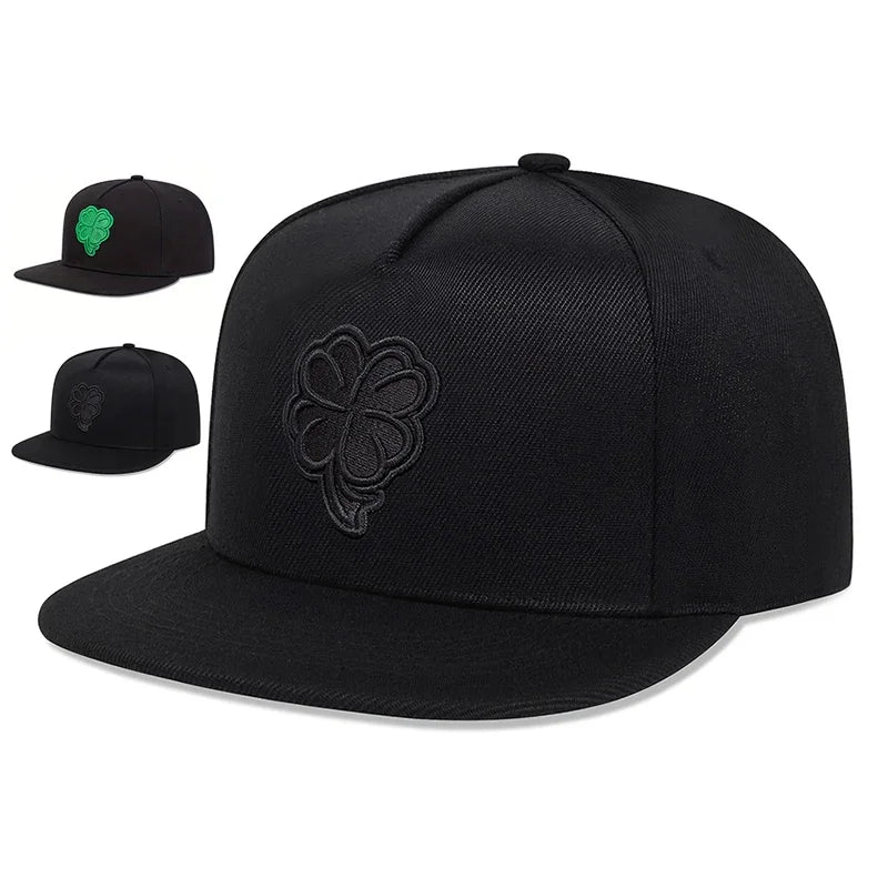 Unisex Clover Embroidered Casual Trucker Snapback Cap