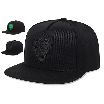 Unisex Clover Embroidered Casual Trucker Snapback Cap