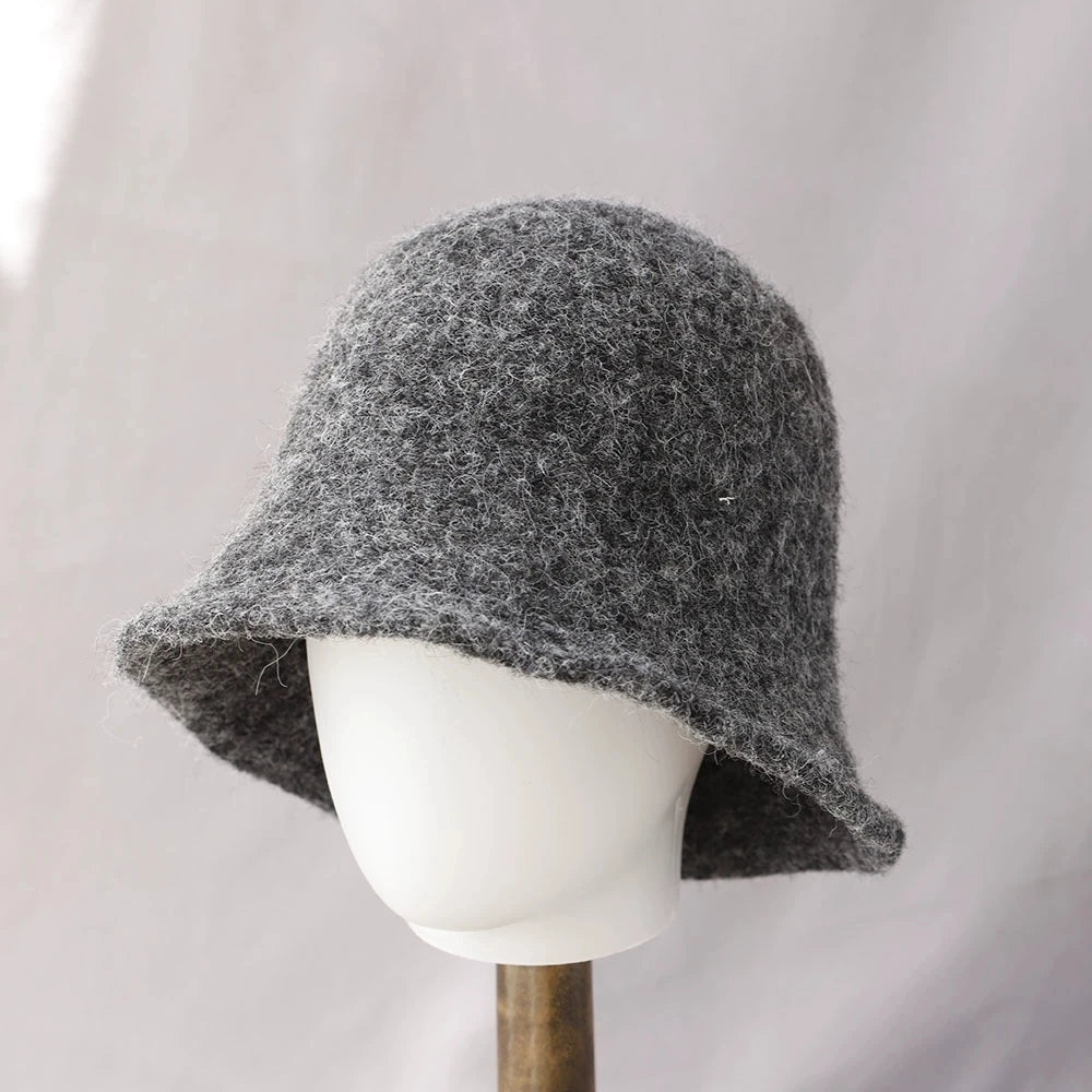 Wool Knit Cashmere Winter Bucket Hat